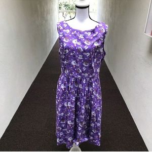 Purple & white Tea cup & biscuits cat dress